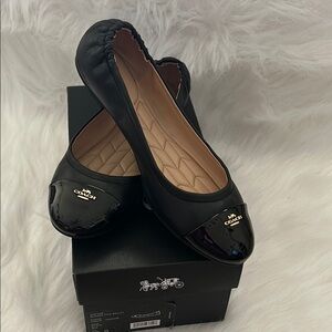 Coach Black Patent Toe Ballet Flats